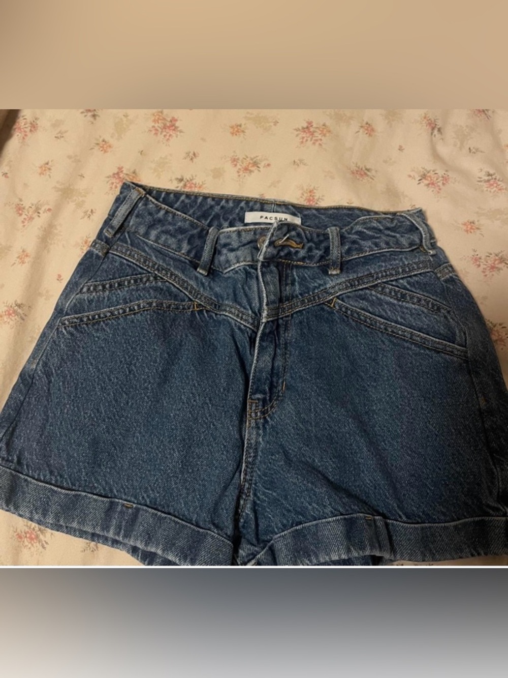 PacSun Dark Blue High-Waist Denim Shorts